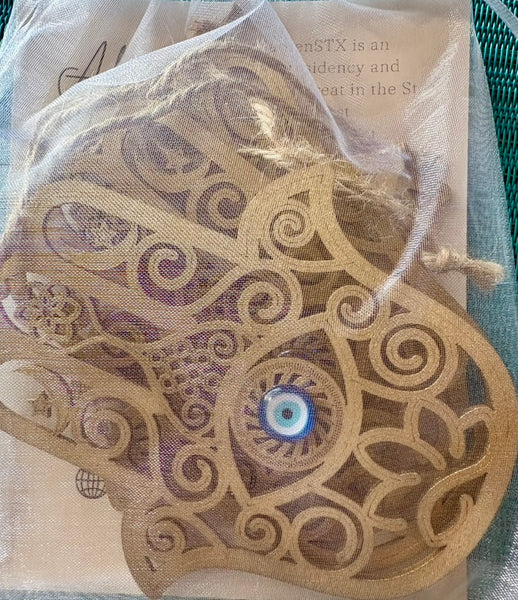 Handcrafted Gold “Hand of Mary” Christmas Ornaments – Set of 3